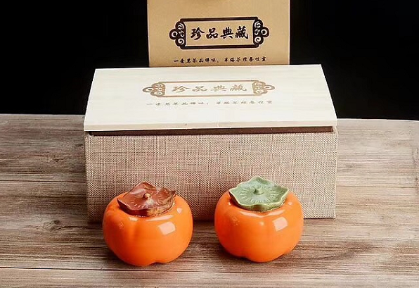 オレンジ柿の形の陶磁器のティーポット/世帯の幸運な陶磁器の瓶のギフト