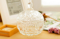 中国 ふたのHightの白ガラスが付いている古典的な明確なダイヤモンド ガラス キャンデーの瓶の試供品 工場