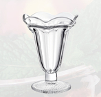 中国 透明なアイス クリームのガラス コップの容器花によって形づけられる飲む棒高さ12.4cm 工場