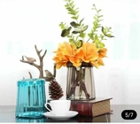 中国 家/ホテルのための青く装飾的な固体ガラスつぼ/ハンドメイドの花つぼ 会社