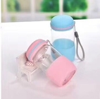 Pink Glass Sports Water Bottle With Silicon Case / Glass Juice Bottle