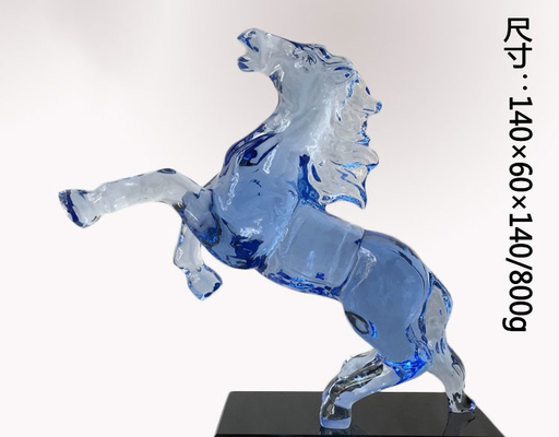ハンドメイドの装飾的なガラス技術の水晶青い馬の馬頭部14cmの長さ