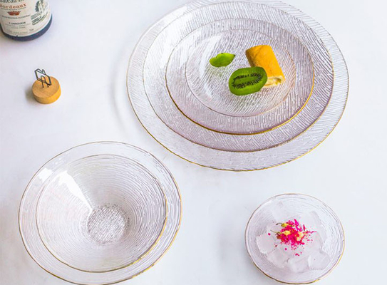 アール・デコの金の設計の貯蔵のためのハンドメイドの透明なガラス デザート用深皿